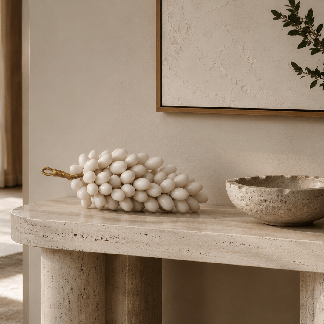 Hamilton Interiors Accessories Zoro Large White Marble Decorative 100 Grapes House of Isabella UK