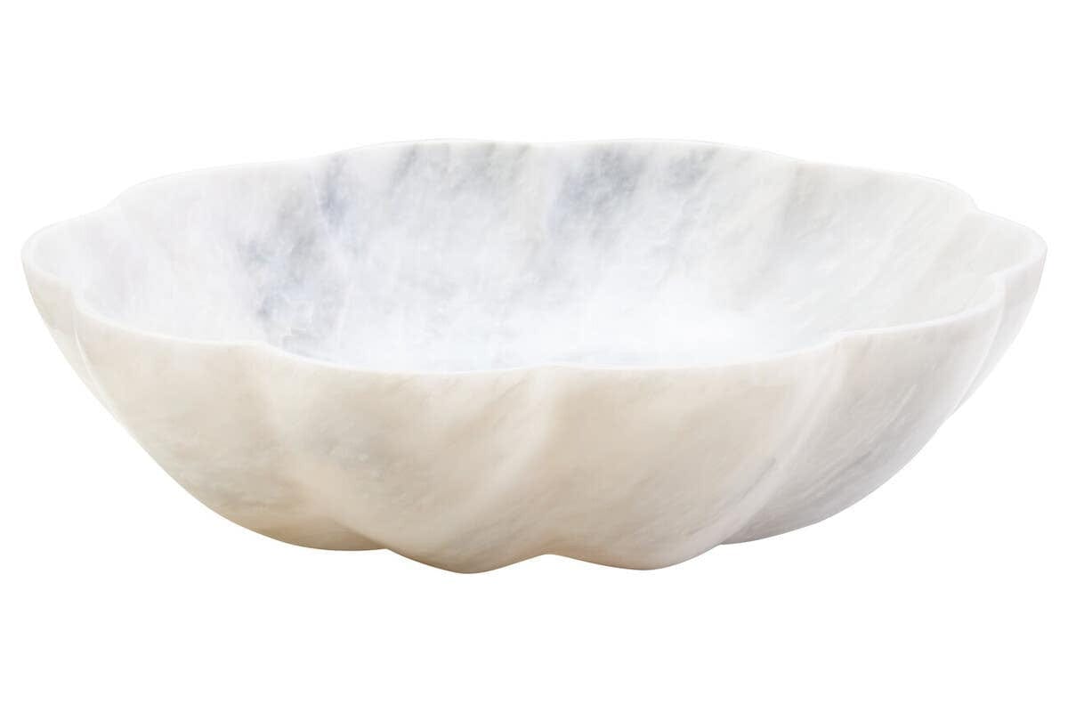 Hamilton Interiors Accessories Zoro Large White Marble Scalloped Bowl House of Isabella UK