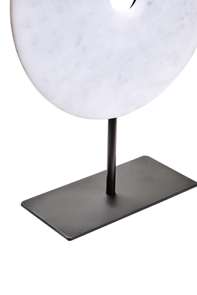 Hamilton Interiors Accessories Zoro Medium Round Dia 25cm White Marble Disc Sculpture House of Isabella UK