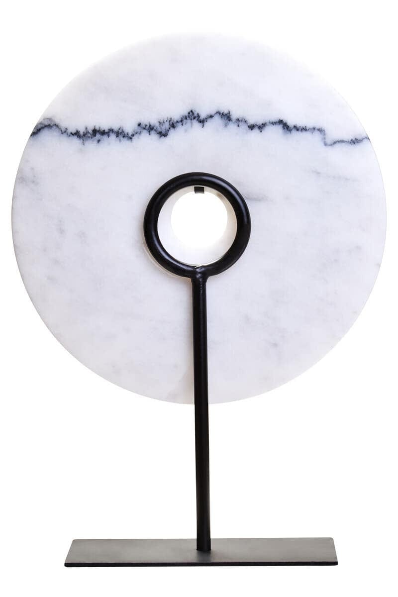 Hamilton Interiors Accessories Zoro Medium Round Dia 25cm White Marble Disc Sculpture House of Isabella UK