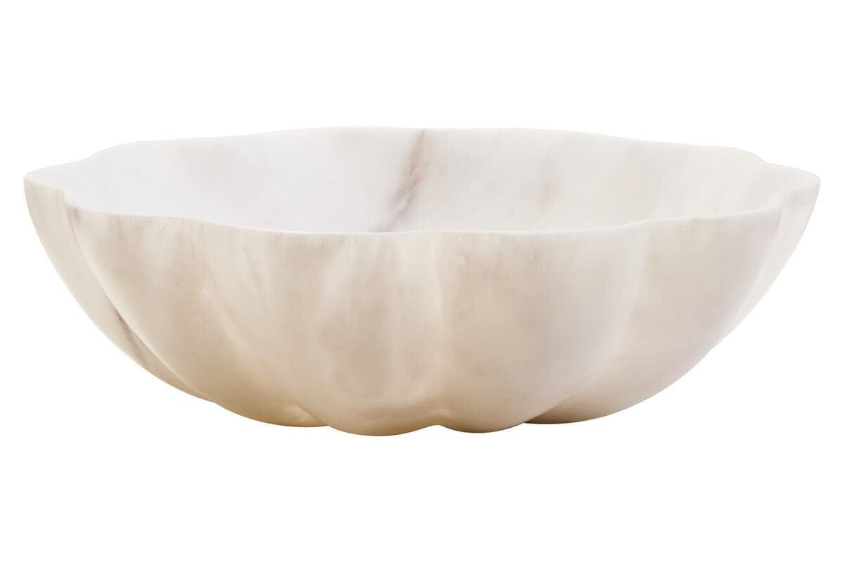 Hamilton Interiors Accessories Zoro Medium White Marble Scalloped Bowl House of Isabella UK