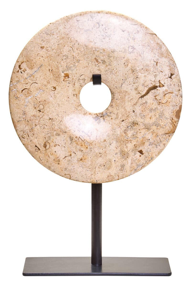 Hamilton Interiors Accessories Zoro Small Natural Speckled Marble Round Dia 20cm Disc Sculpture House of Isabella UK
