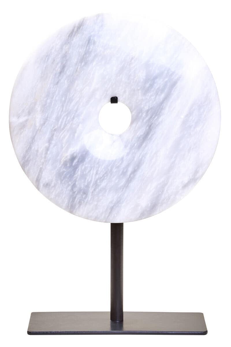 Hamilton Interiors Accessories Zoro Small Round Dia 20cm White Marble Disc Sculpture House of Isabella UK