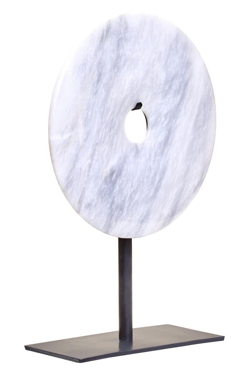 Hamilton Interiors Accessories Zoro Small Round Dia 20cm White Marble Disc Sculpture House of Isabella UK