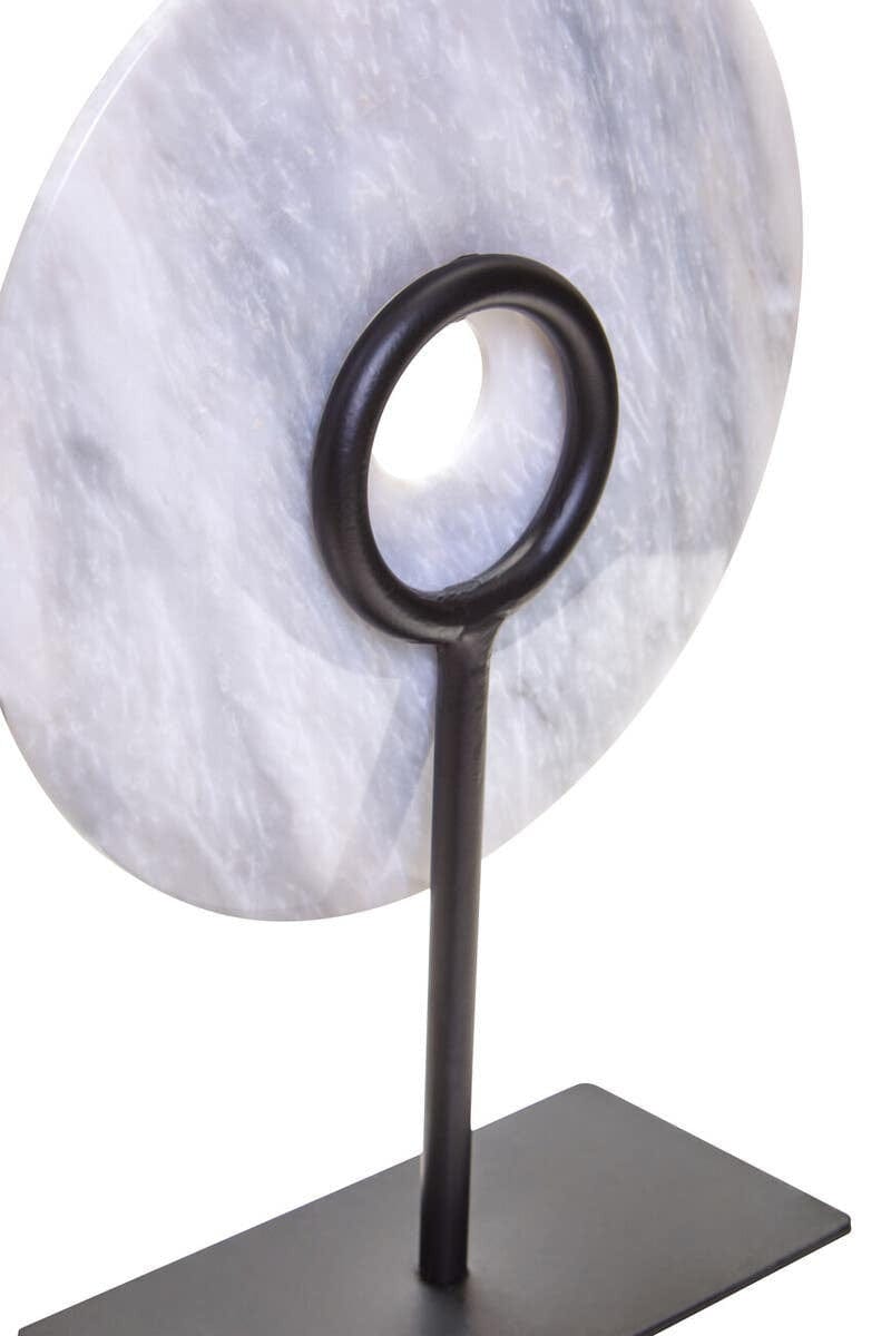 Hamilton Interiors Accessories Zoro Small Round Dia 20cm White Marble Disc Sculpture House of Isabella UK
