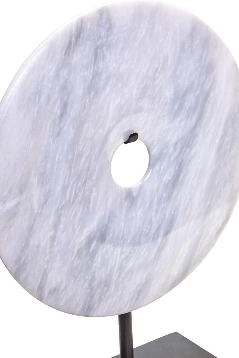 Hamilton Interiors Accessories Zoro Small Round Dia 20cm White Marble Disc Sculpture House of Isabella UK