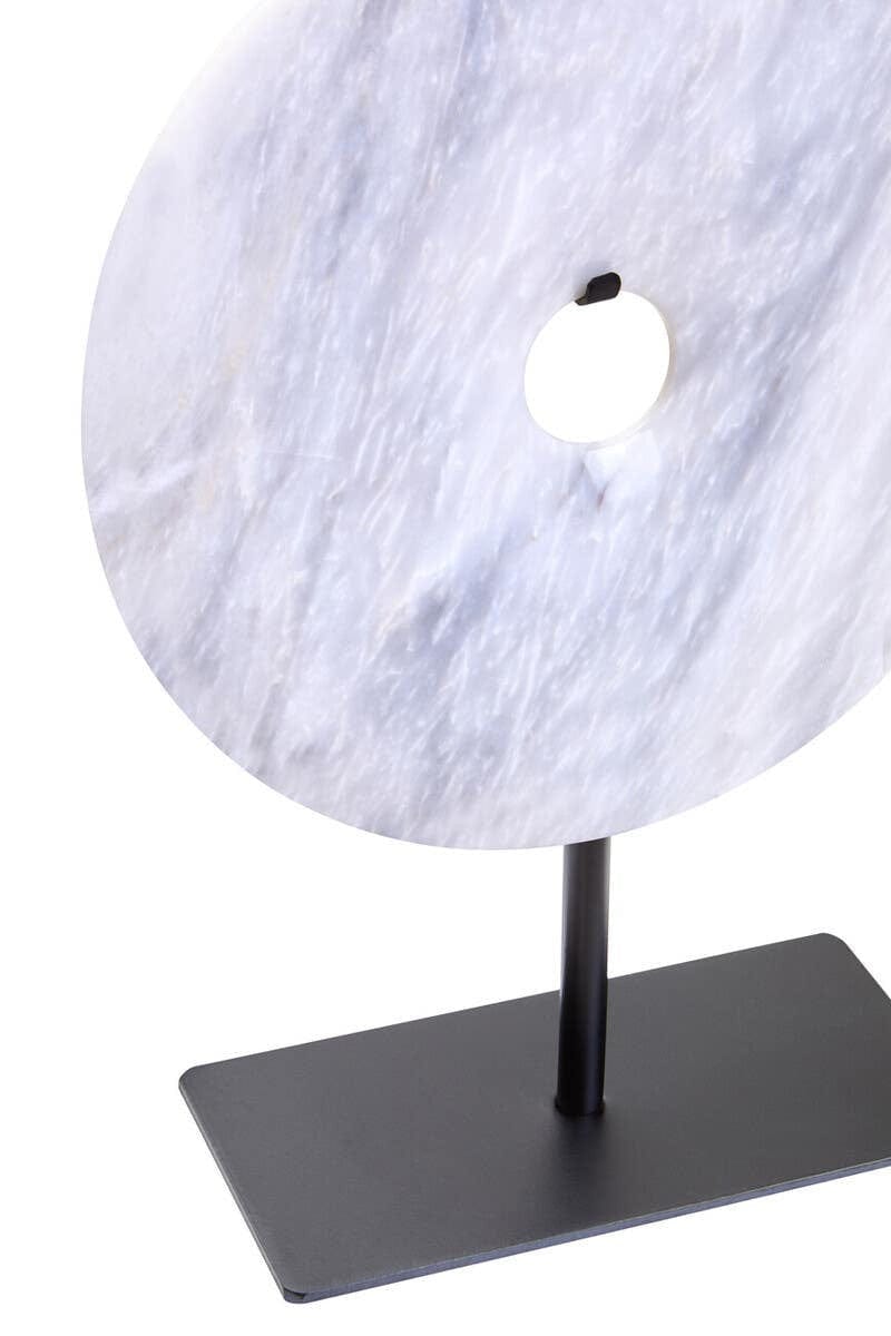 Hamilton Interiors Accessories Zoro Small Round Dia 20cm White Marble Disc Sculpture House of Isabella UK
