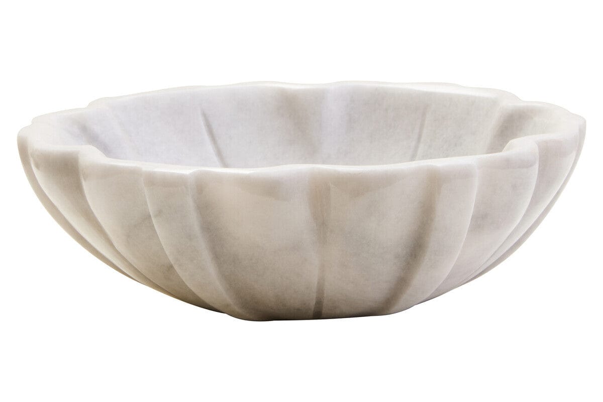 Hamilton Interiors Accessories Zoro Small White Marble Lotus Bowl House of Isabella UK
