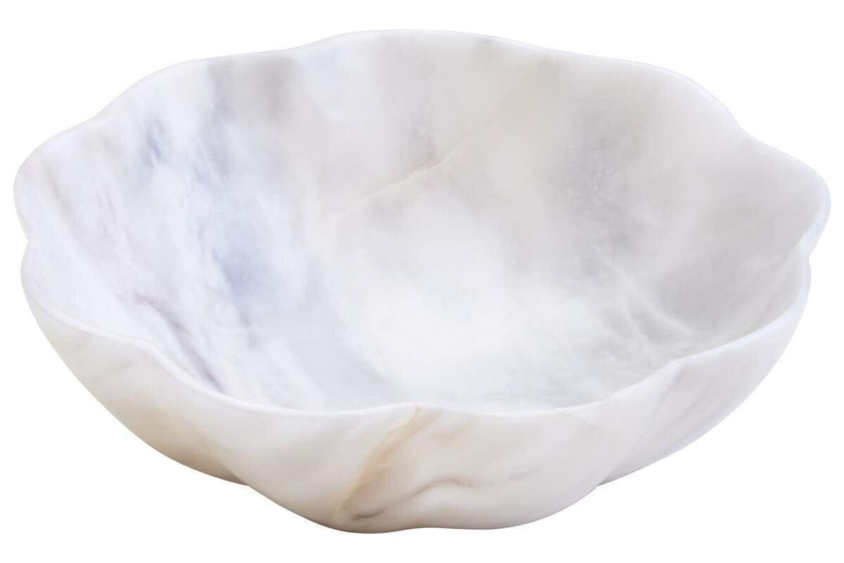 Hamilton Interiors Accessories Zoro Small White Marble Scalloped Bowl House of Isabella UK