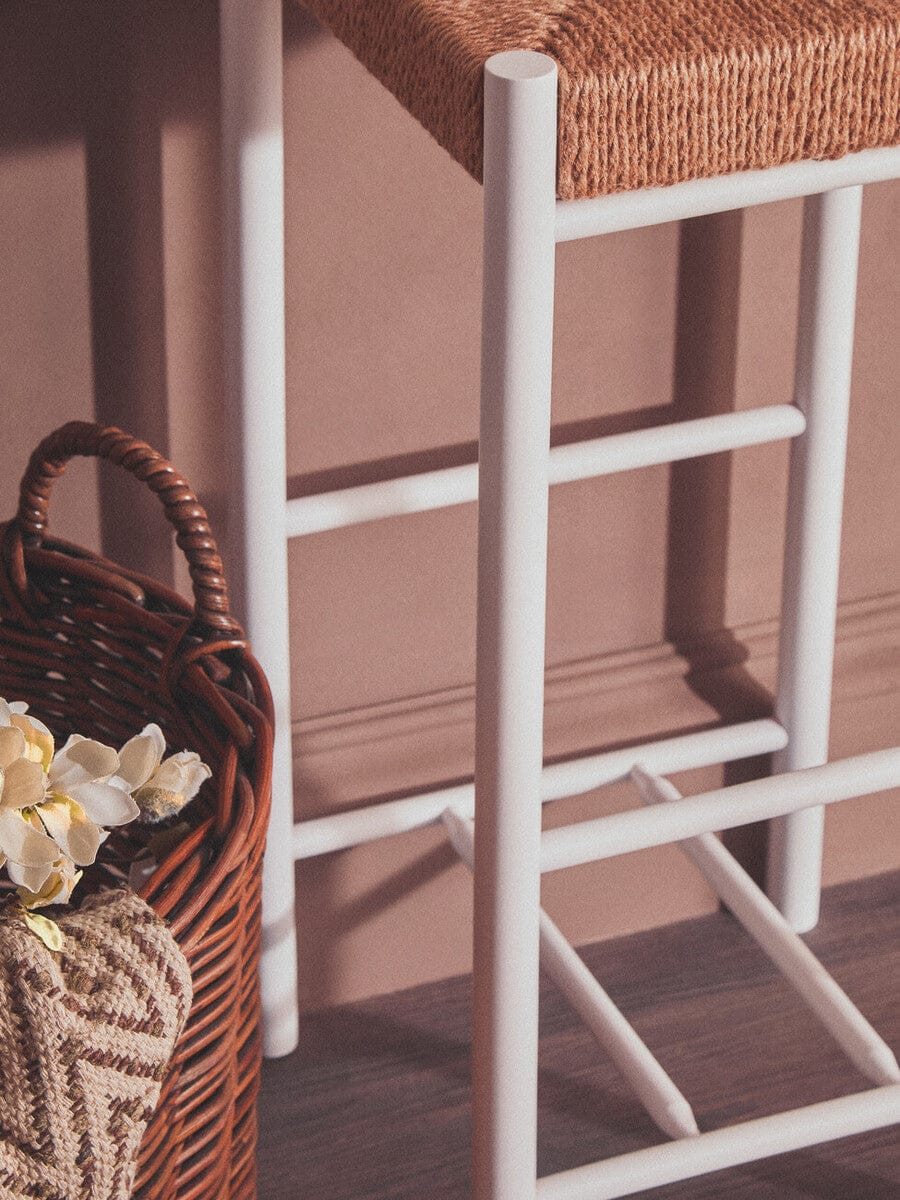 Hamilton Interiors Dining Bandar Natural Rope and White Bar Stool House of Isabella UK