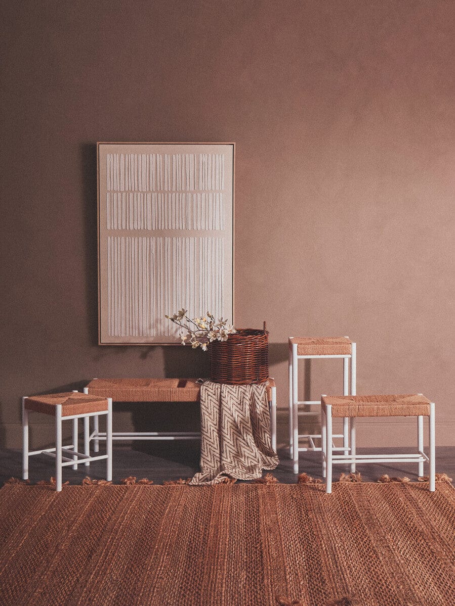 Hamilton Interiors Dining Bandar Natural Rope and White Bar Stool House of Isabella UK