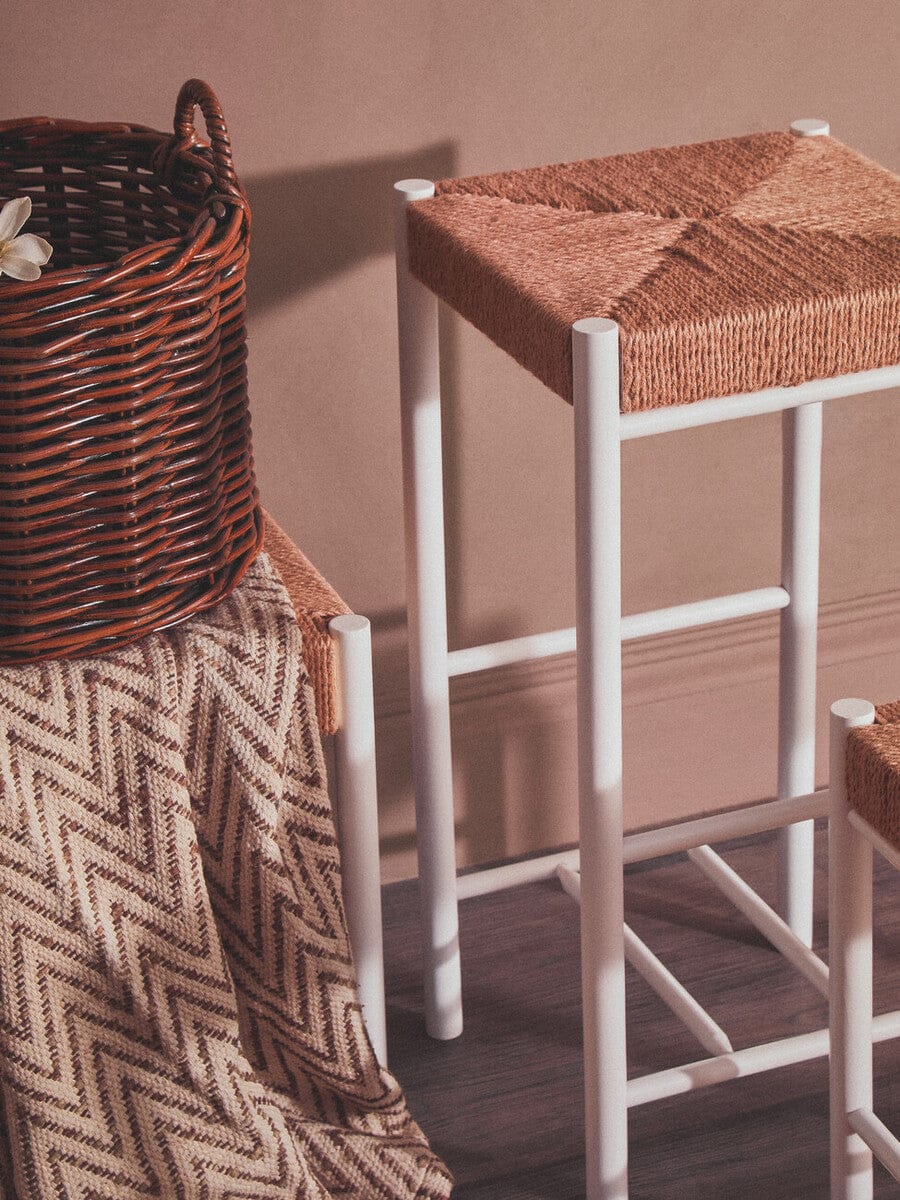 Hamilton Interiors Dining Bandar Natural Rope and White Bar Stool House of Isabella UK