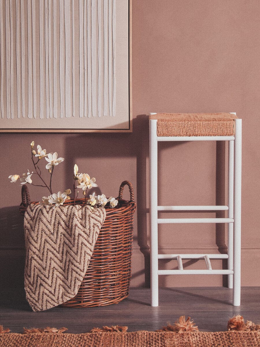 Hamilton Interiors Dining Bandar Natural Rope and White Bar Stool House of Isabella UK
