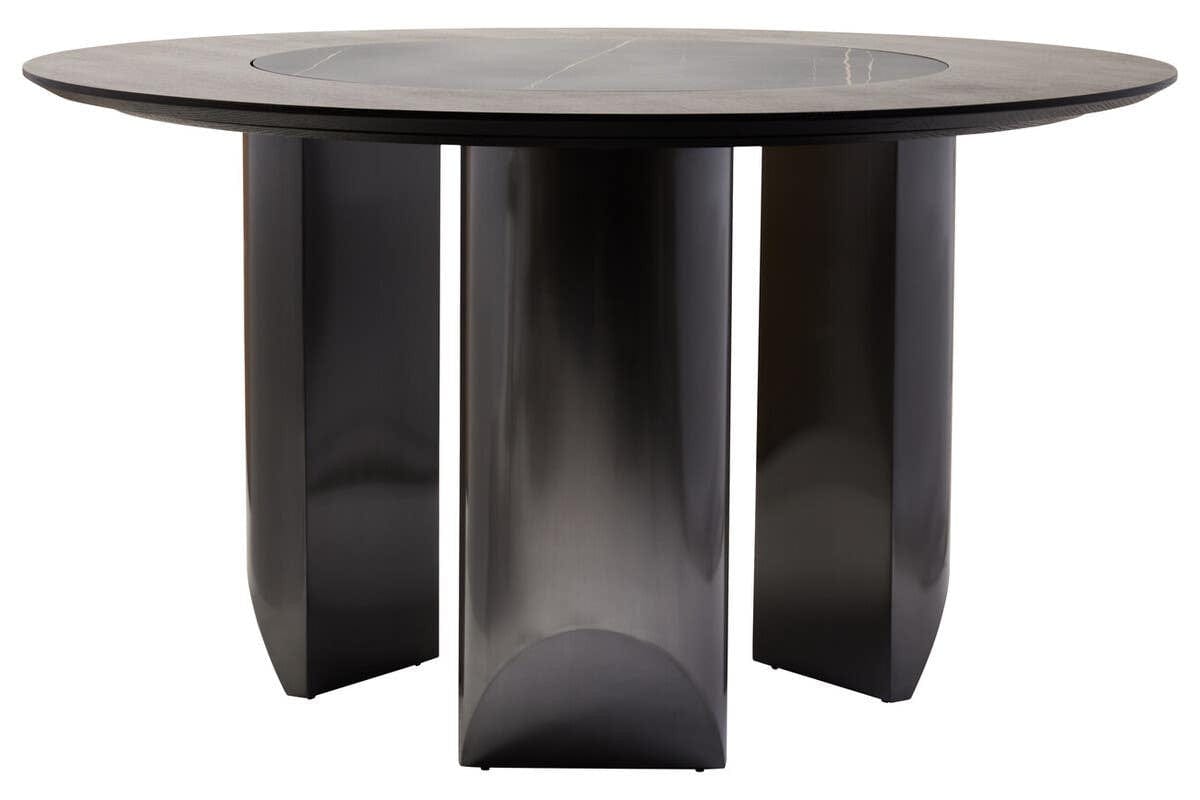 Hamilton Interiors Dining Imperia Round Veneer Dining Table with Ceramic Lazy Susan House of Isabella UK