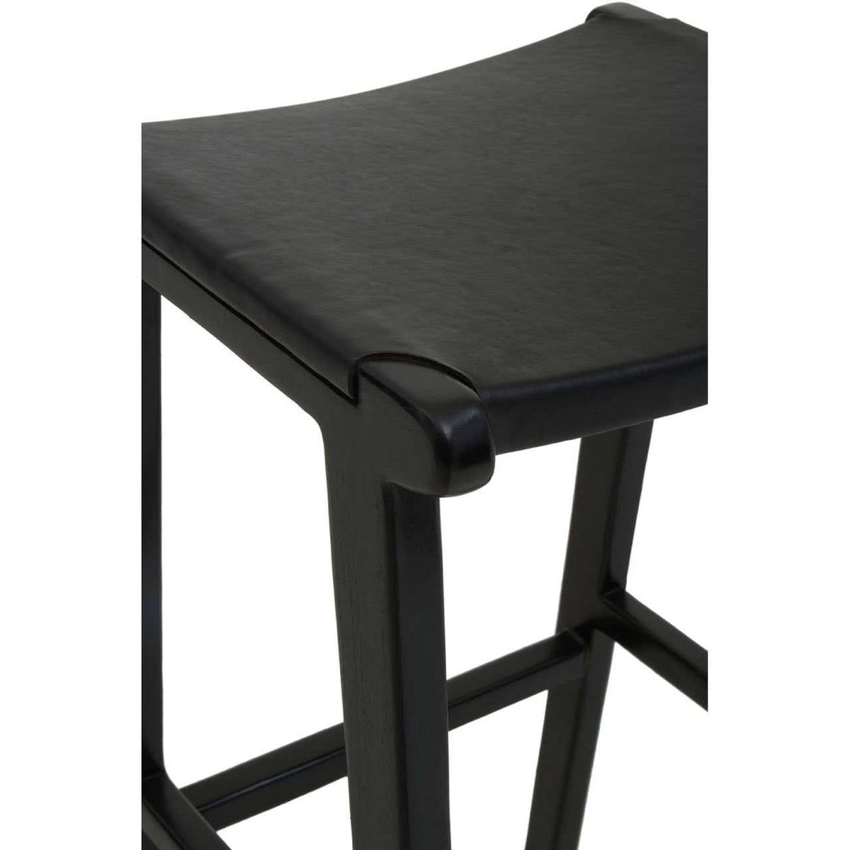 Hamilton Interiors Dining Kendari Black Leather and Teak Barstool House of Isabella UK