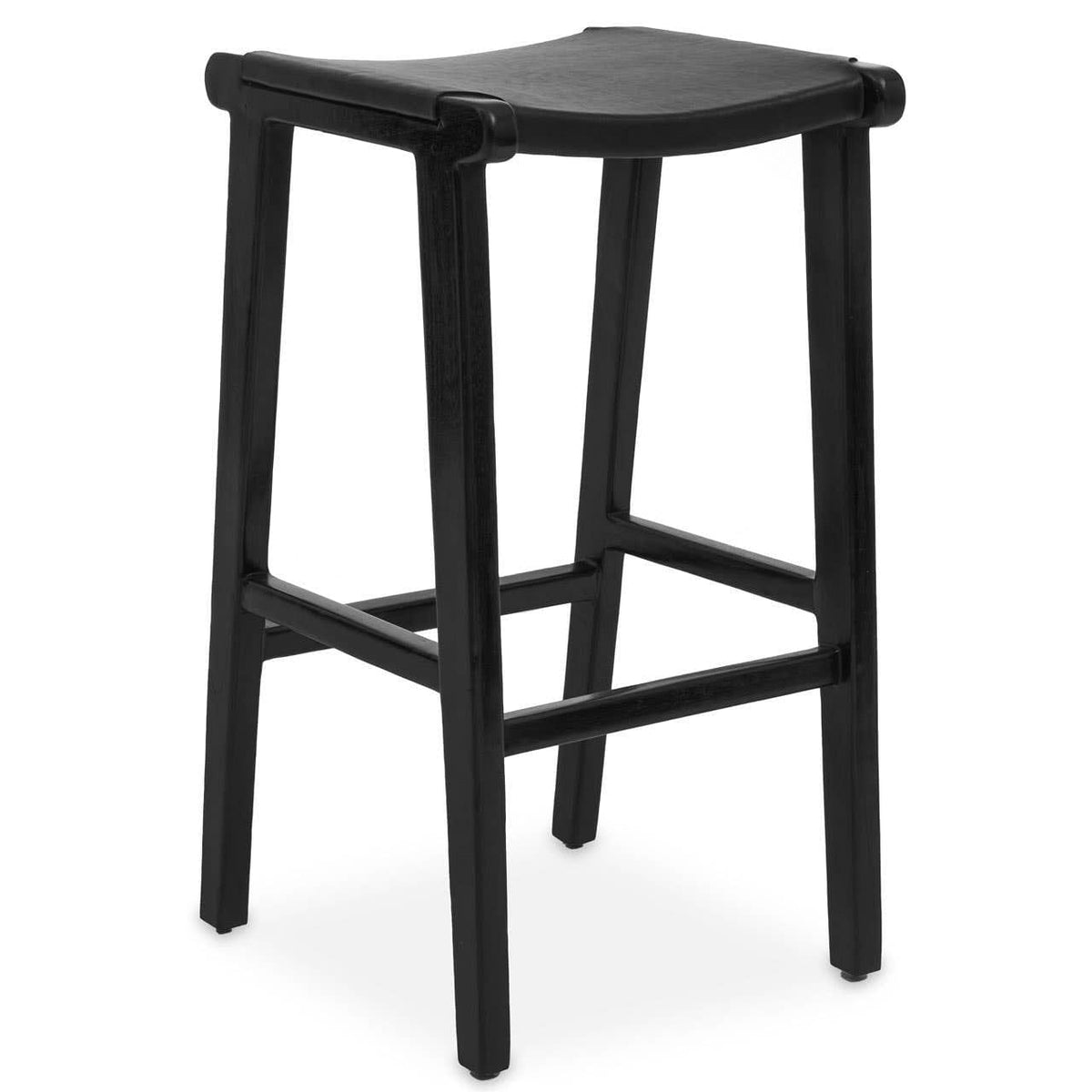 Hamilton Interiors Dining Kendari Black Leather and Teak Barstool House of Isabella UK