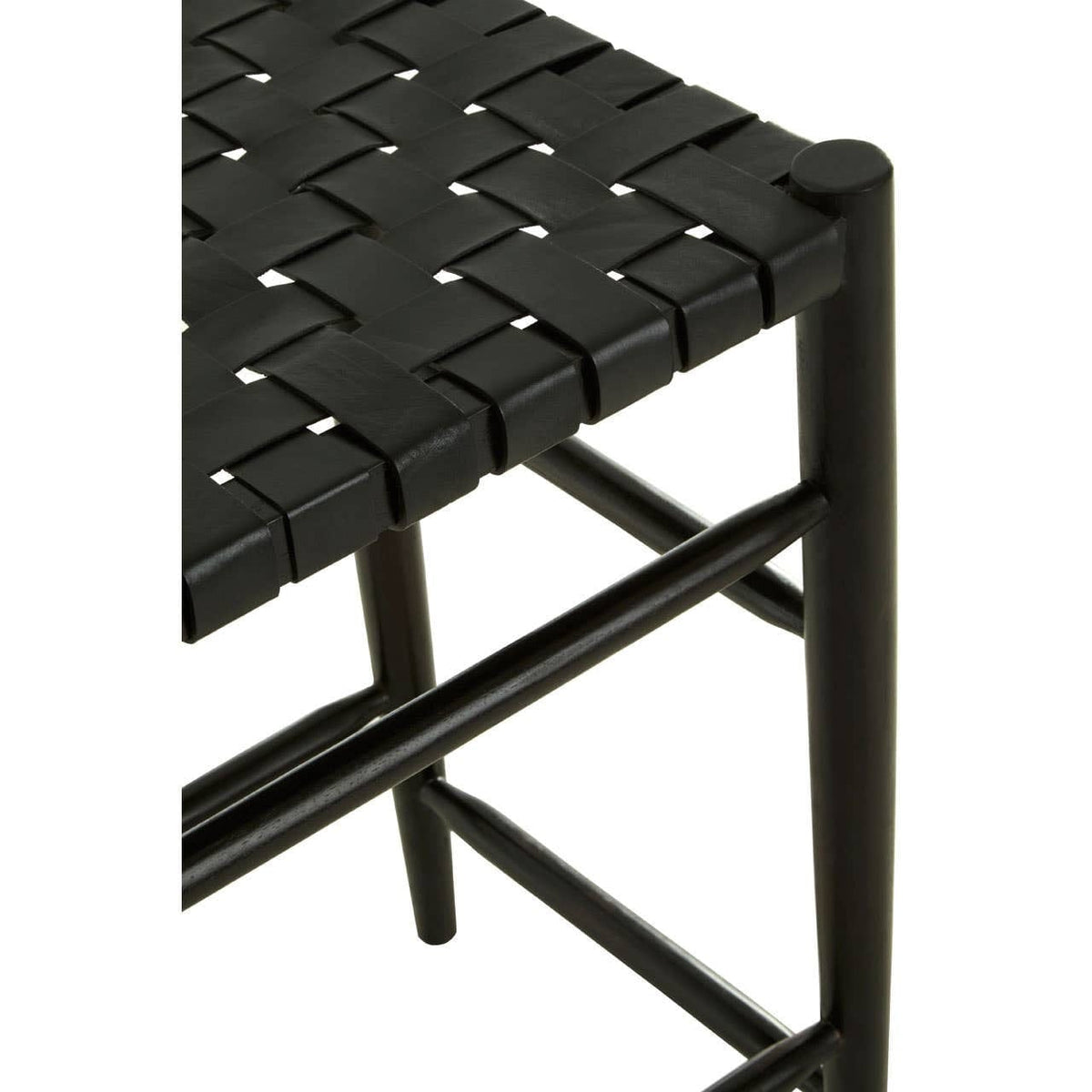 Hamilton Interiors Dining Kendari Black Woven Leather Barstool House of Isabella UK