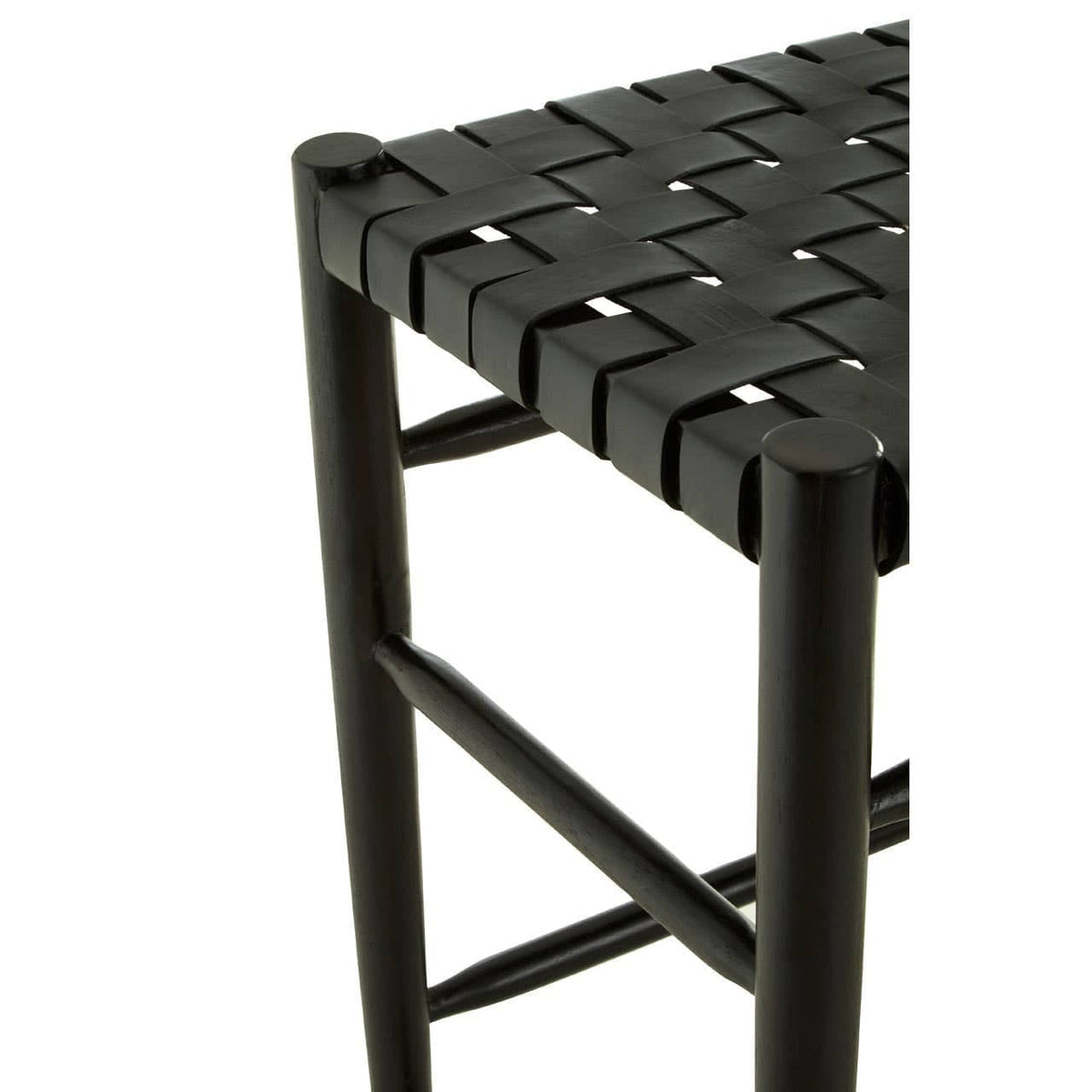 Hamilton Interiors Dining Kendari Black Woven Leather Barstool House of Isabella UK