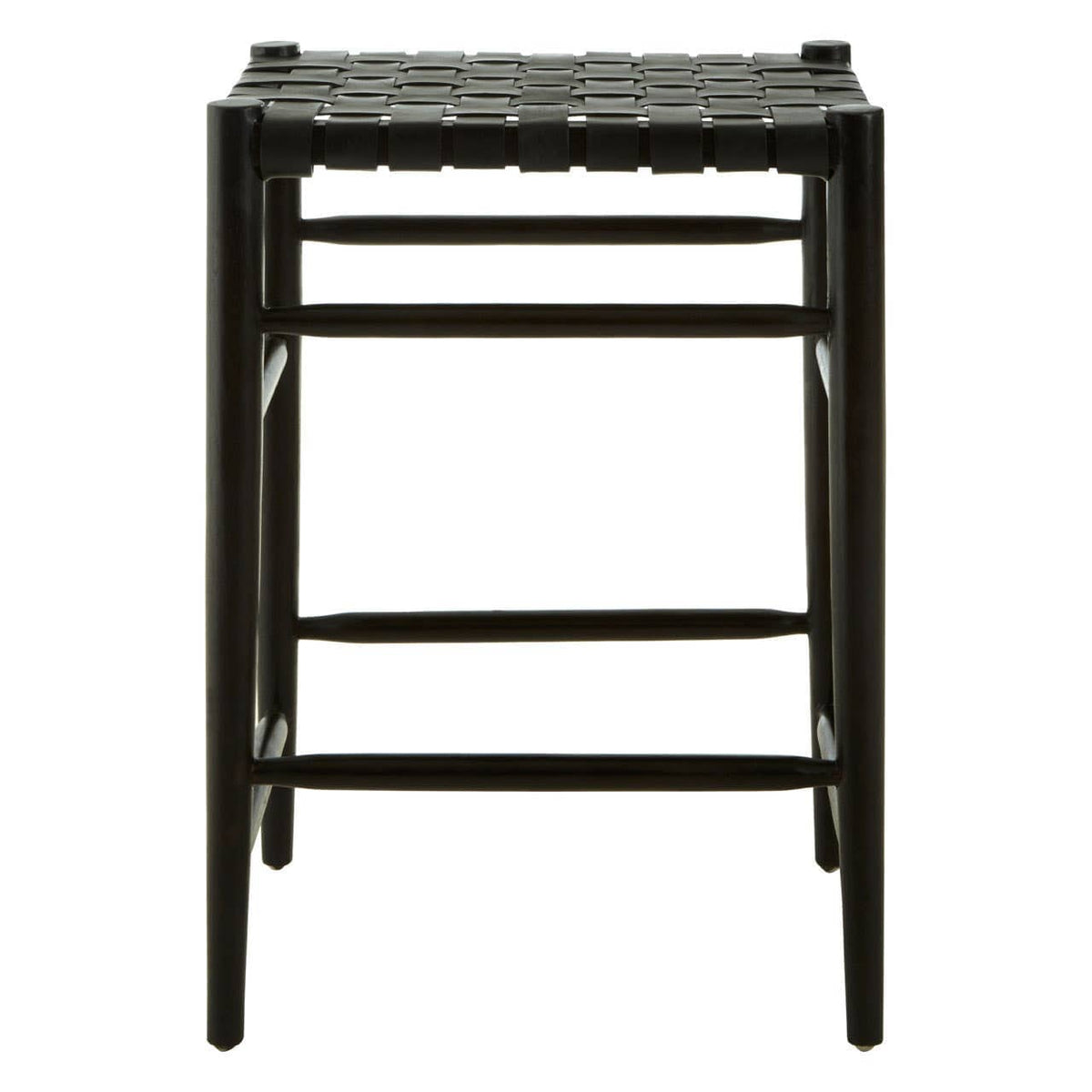 Hamilton Interiors Dining Kendari Black Woven Leather Barstool House of Isabella UK