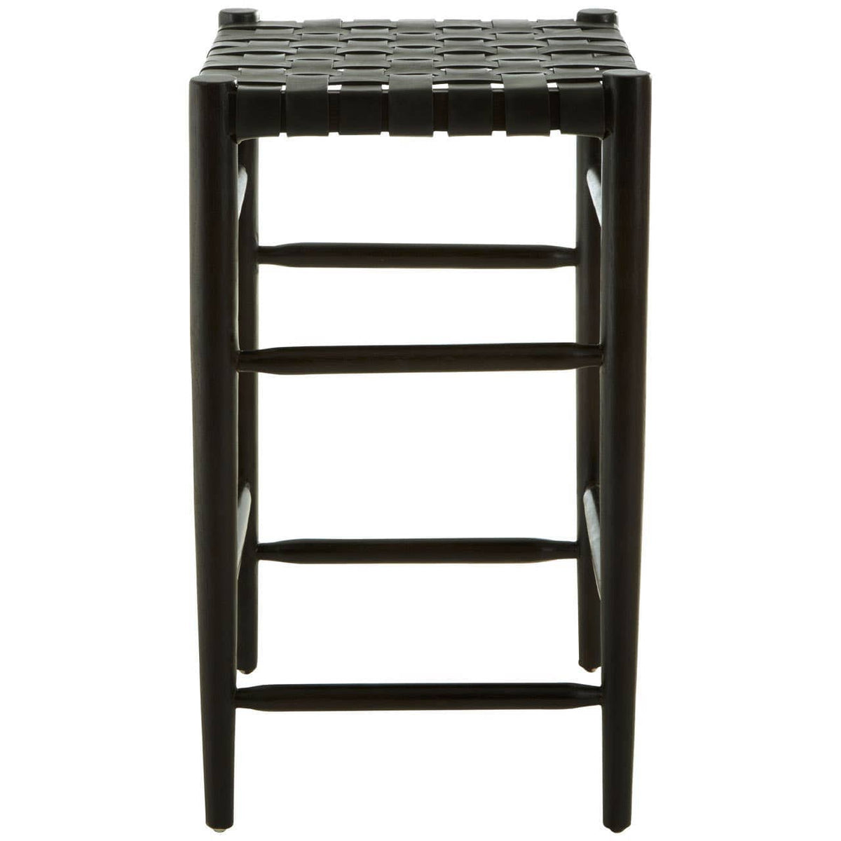 Hamilton Interiors Dining Kendari Black Woven Leather Barstool House of Isabella UK