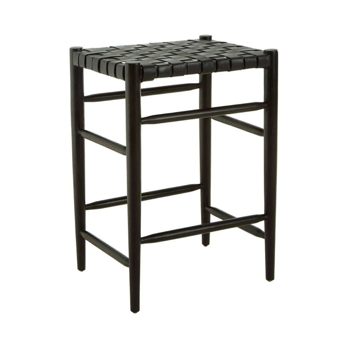 Hamilton Interiors Dining Kendari Black Woven Leather Barstool House of Isabella UK