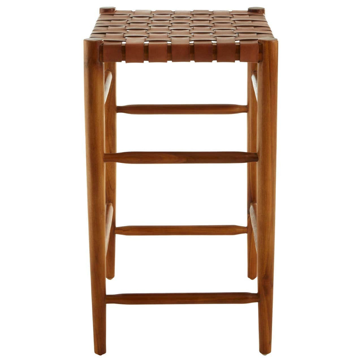 Hamilton Interiors Dining Kendari Brown Woven Leather Barstool House of Isabella UK