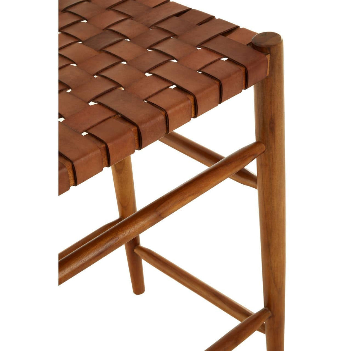 Hamilton Interiors Dining Kendari Brown Woven Leather Barstool House of Isabella UK
