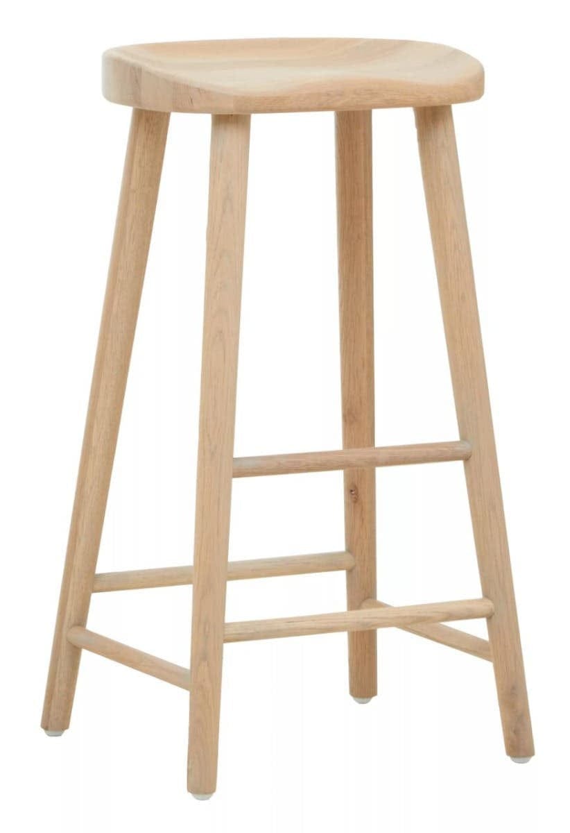 Hamilton Interiors Dining Lyon Washed Grey Oak Wood Bar Stool House of Isabella UK