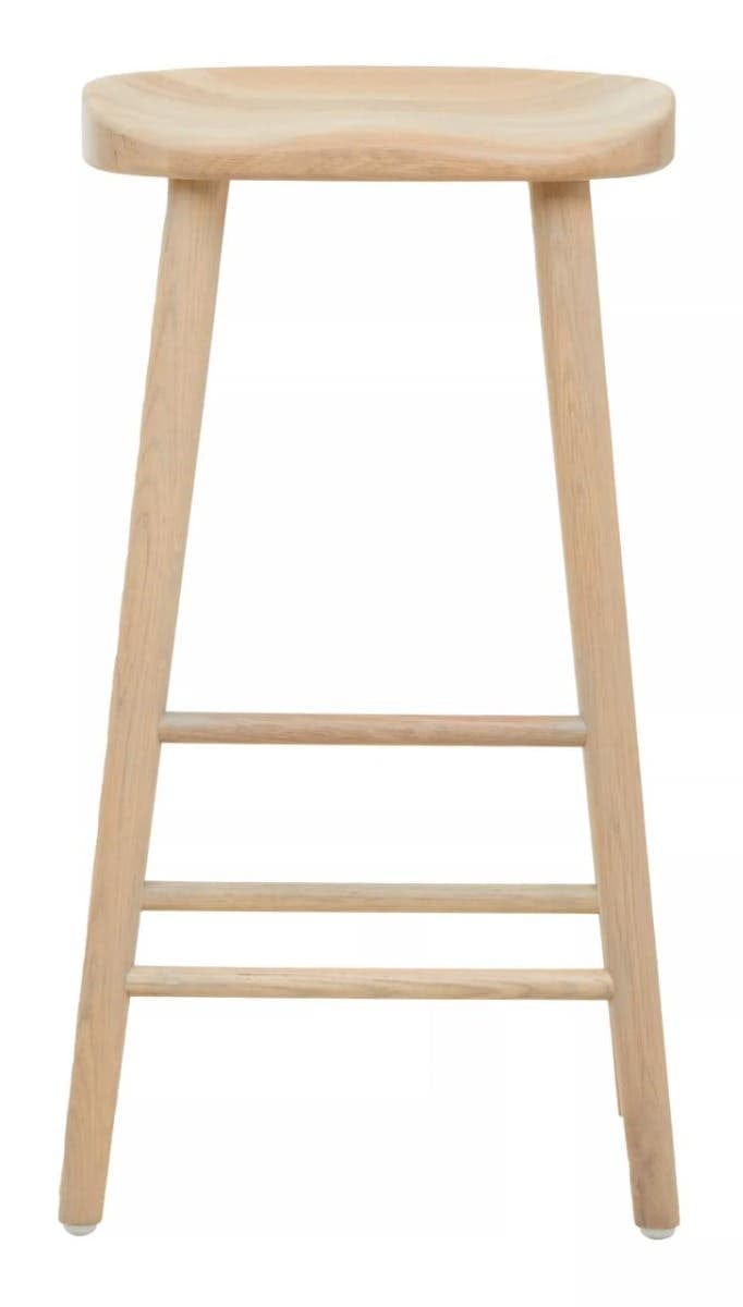 Hamilton Interiors Dining Lyon Washed Grey Oak Wood Bar Stool House of Isabella UK