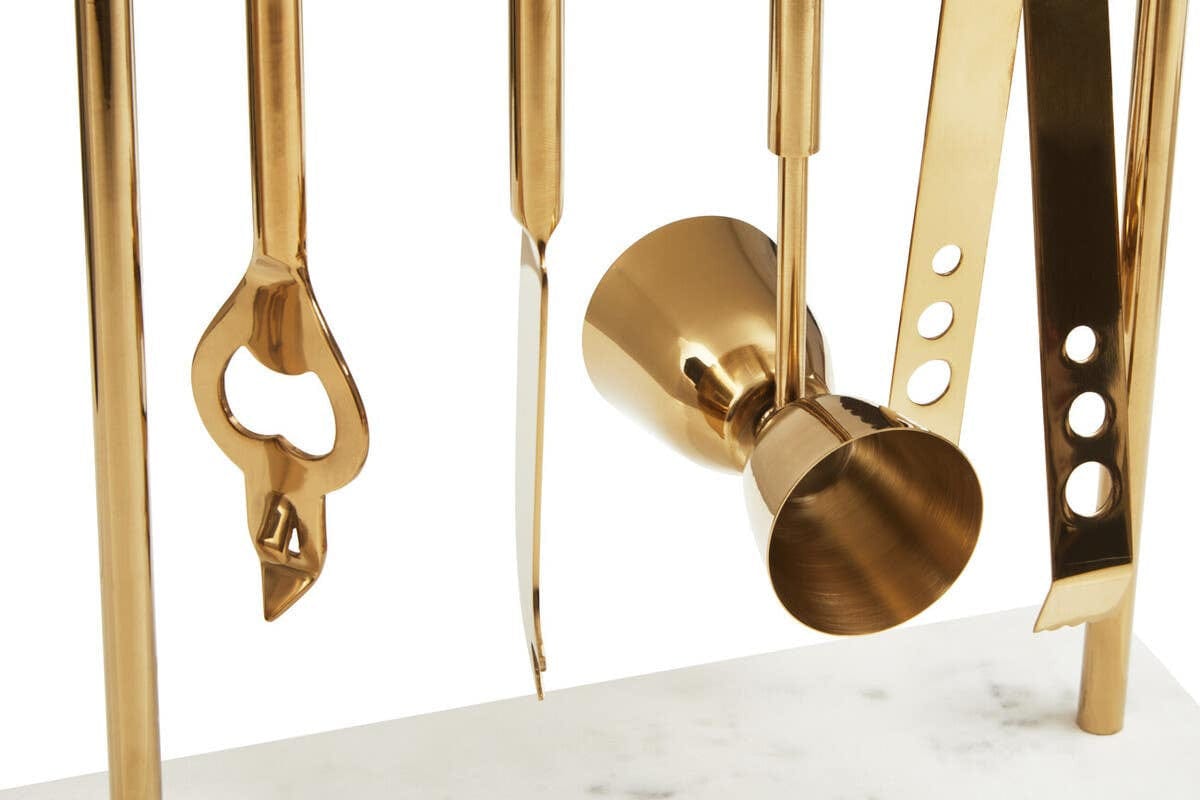 Hamilton Interiors Dining Omari Marble And Gold Finish Bar Tool Stand House of Isabella UK