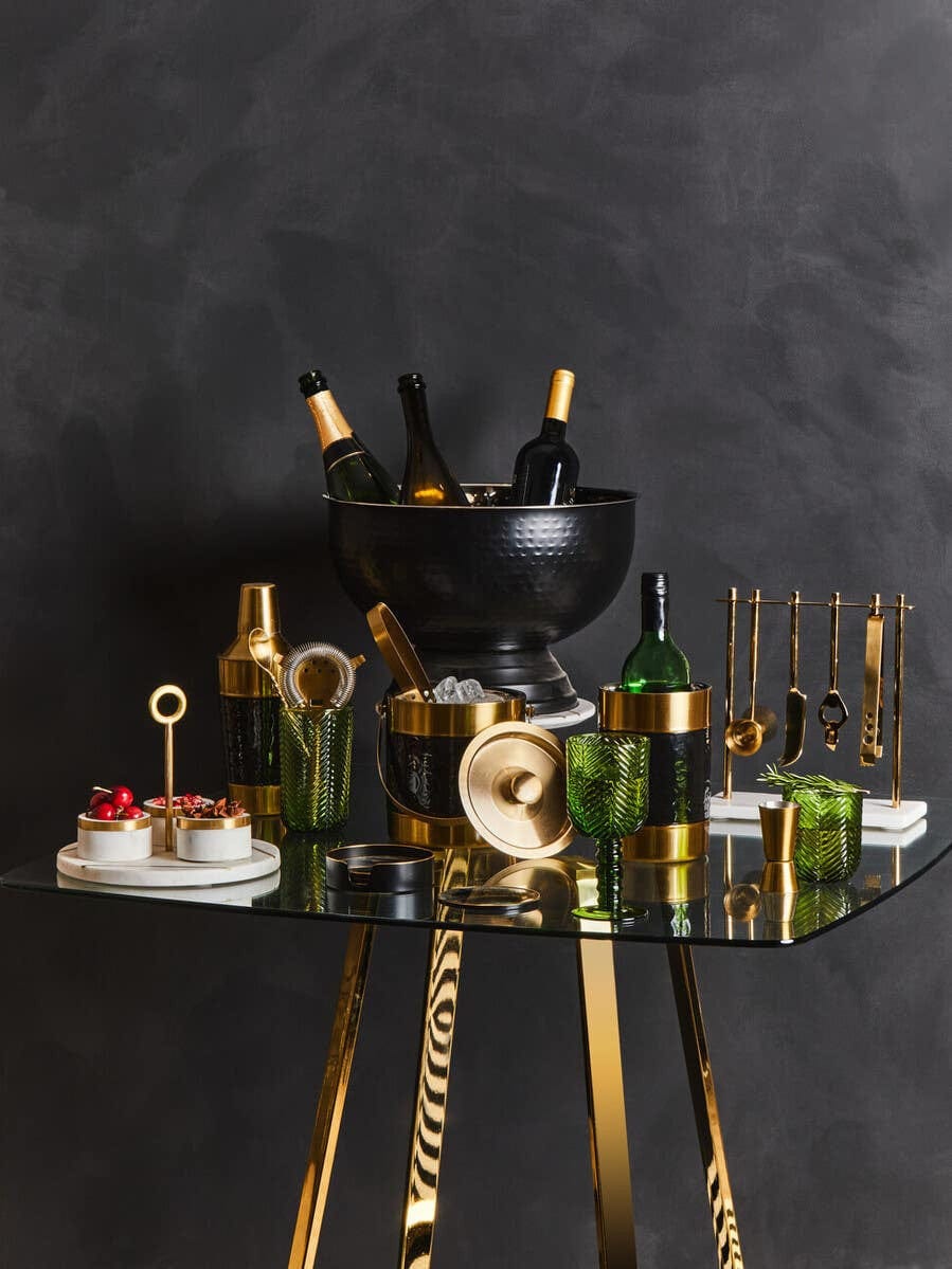 Hamilton Interiors Dining Omari Marble And Gold Finish Bar Tool Stand House of Isabella UK
