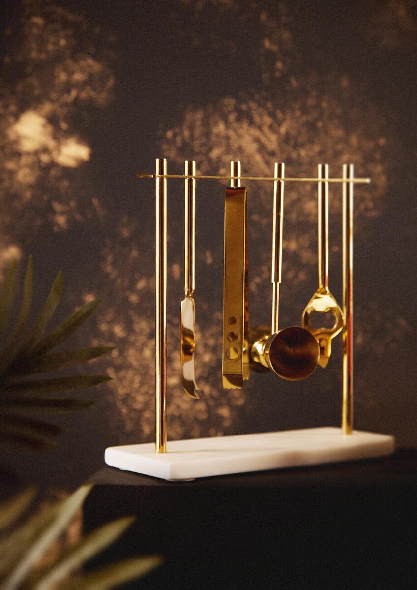 Hamilton Interiors Dining Omari Marble And Gold Finish Bar Tool Stand House of Isabella UK