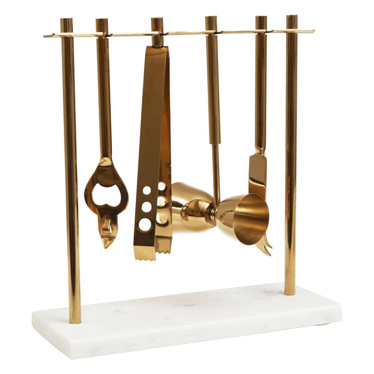 Hamilton Interiors Dining Omari Marble And Gold Finish Bar Tool Stand House of Isabella UK