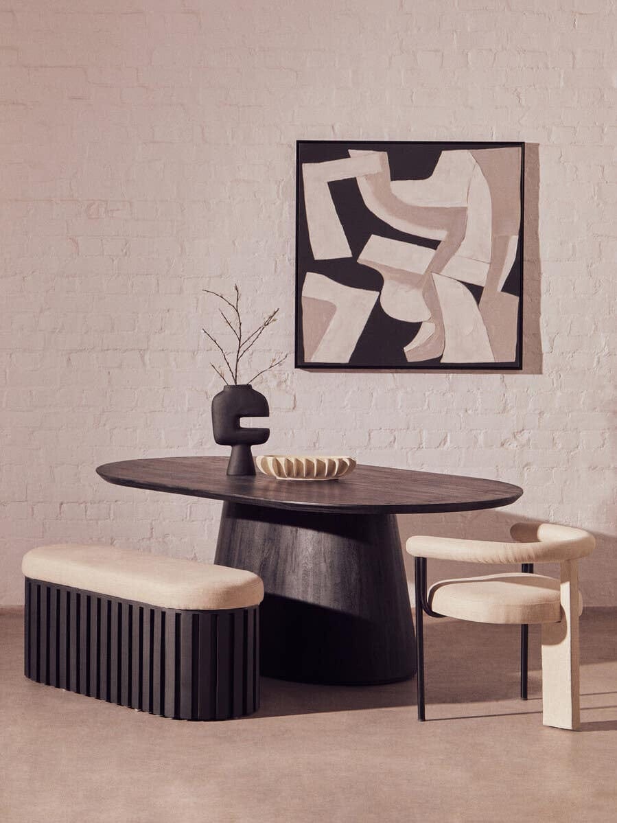 Hamilton Interiors Dining Perdoba Mango Wood Oval Dining Table in Black Finish House of Isabella UK
