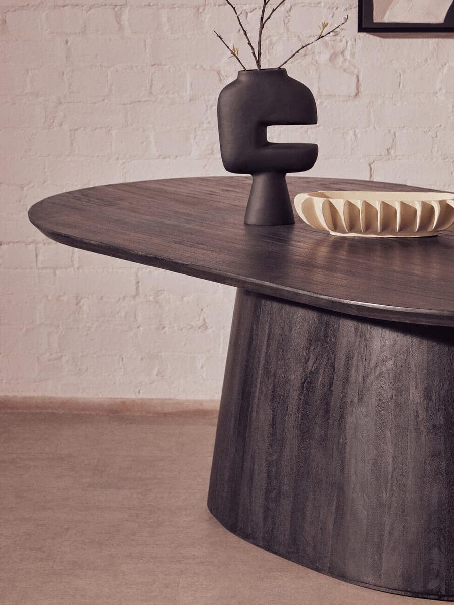 Hamilton Interiors Dining Perdoba Mango Wood Oval Dining Table in Black Finish House of Isabella UK