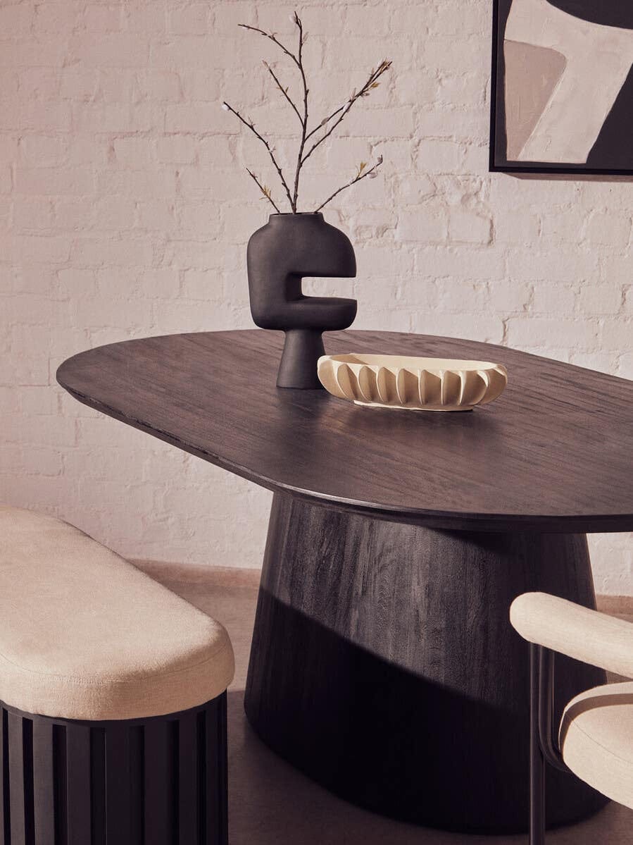 Hamilton Interiors Dining Perdoba Mango Wood Oval Dining Table in Black Finish House of Isabella UK