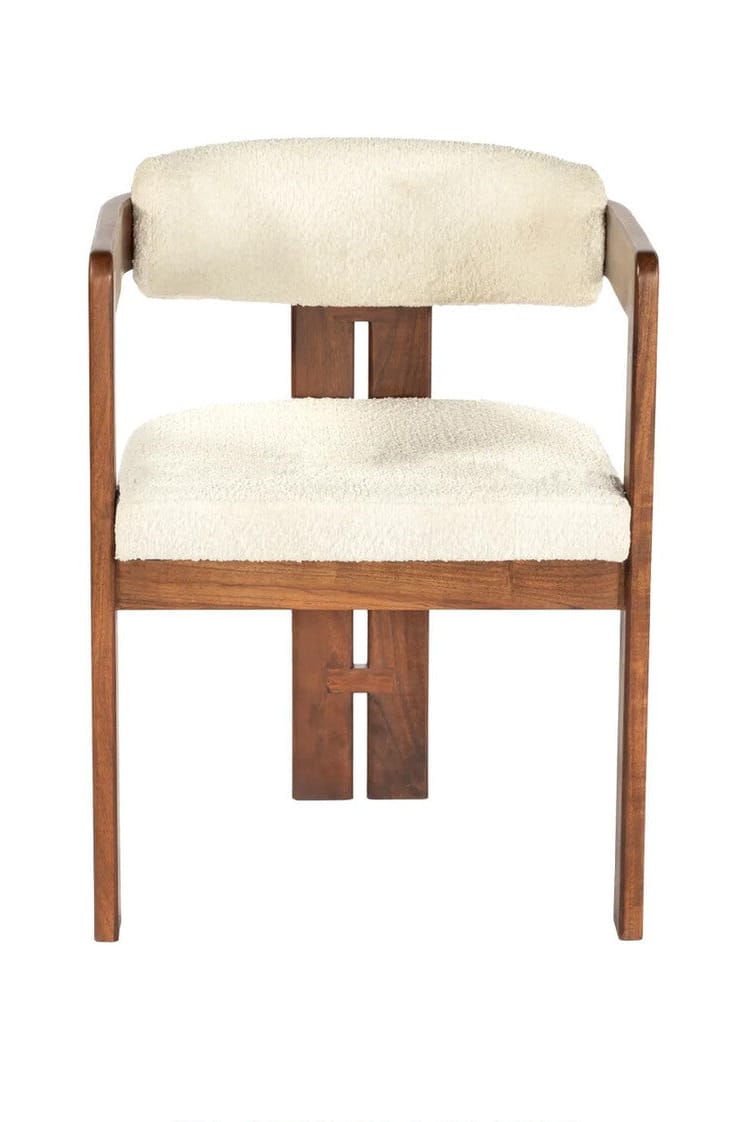 Hamilton Interiors Dining Torello Boucle Fabric and Mango Wood Dining Chair House of Isabella UK
