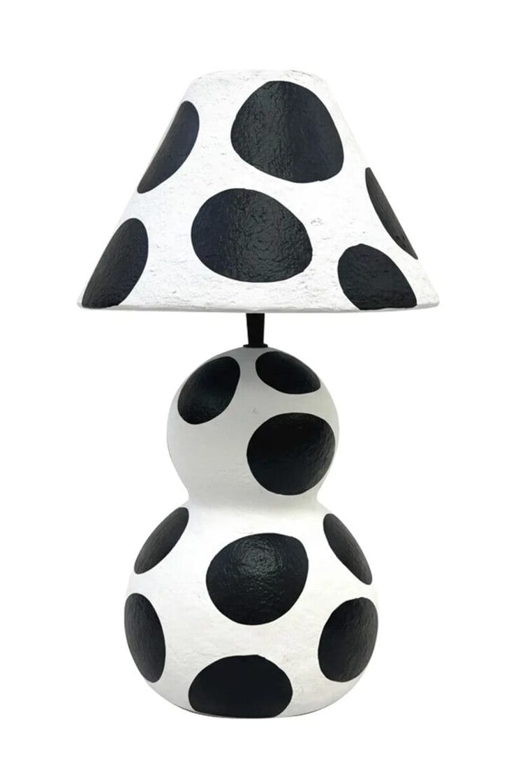 Hamilton Interiors Lighting Carta Black and White Polka Dot Papier Mache Table Lamp House of Isabella UK