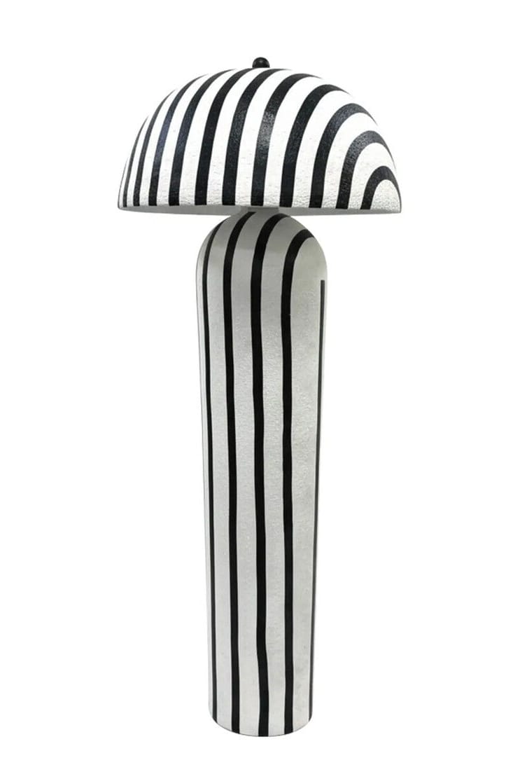 Hamilton Interiors Lighting Carta Black and White Stripe Papier Mache Domed Floor Lamp House of Isabella UK