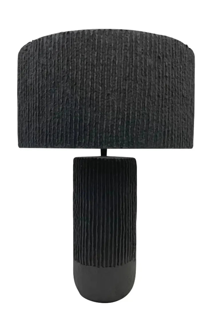 Hamilton Interiors Lighting Carta Black Etched Linear Design Papier Mache Table Lamp House of Isabella UK