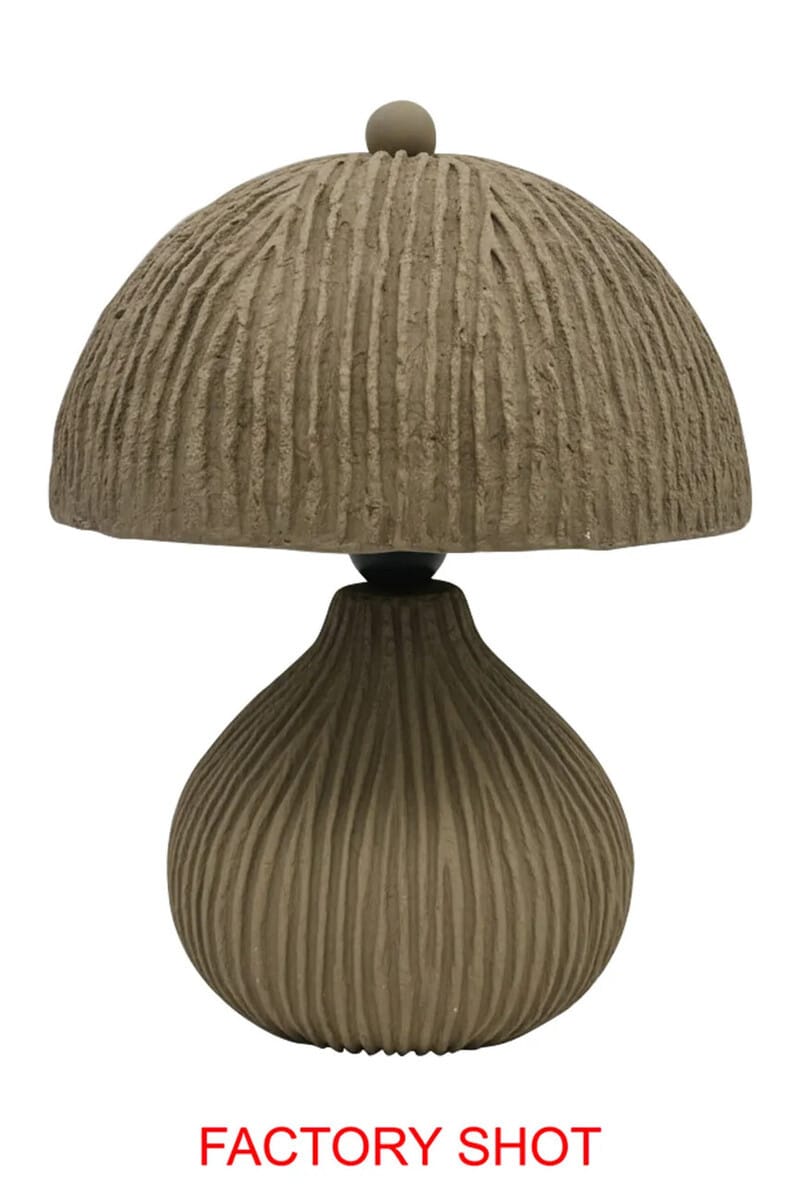 Hamilton Interiors Lighting Carta Taupe Etched Linear Design Papier Mache Domed Table Lamp House of Isabella UK