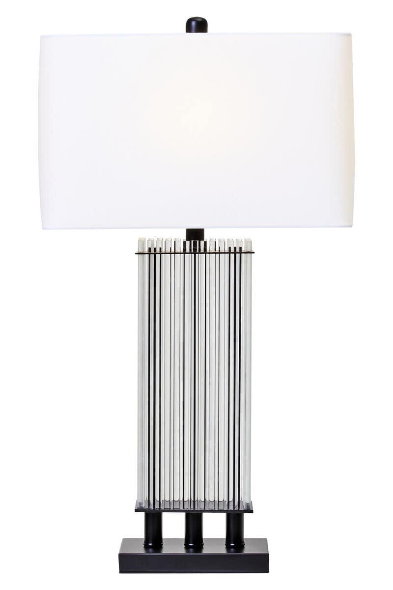 Hamilton Interiors Lighting Elana Clear Glass Table Lamp With Matte Black Base House of Isabella UK