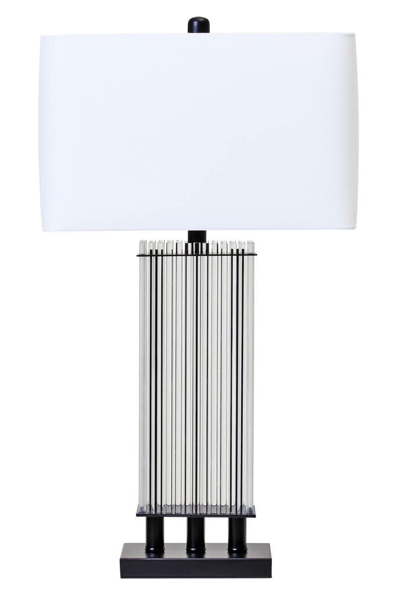 Hamilton Interiors Lighting Elana Clear Glass Table Lamp With Matte Black Base House of Isabella UK