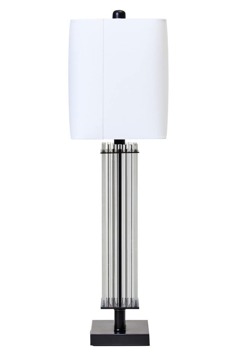 Hamilton Interiors Lighting Elana Clear Glass Table Lamp With Matte Black Base House of Isabella UK
