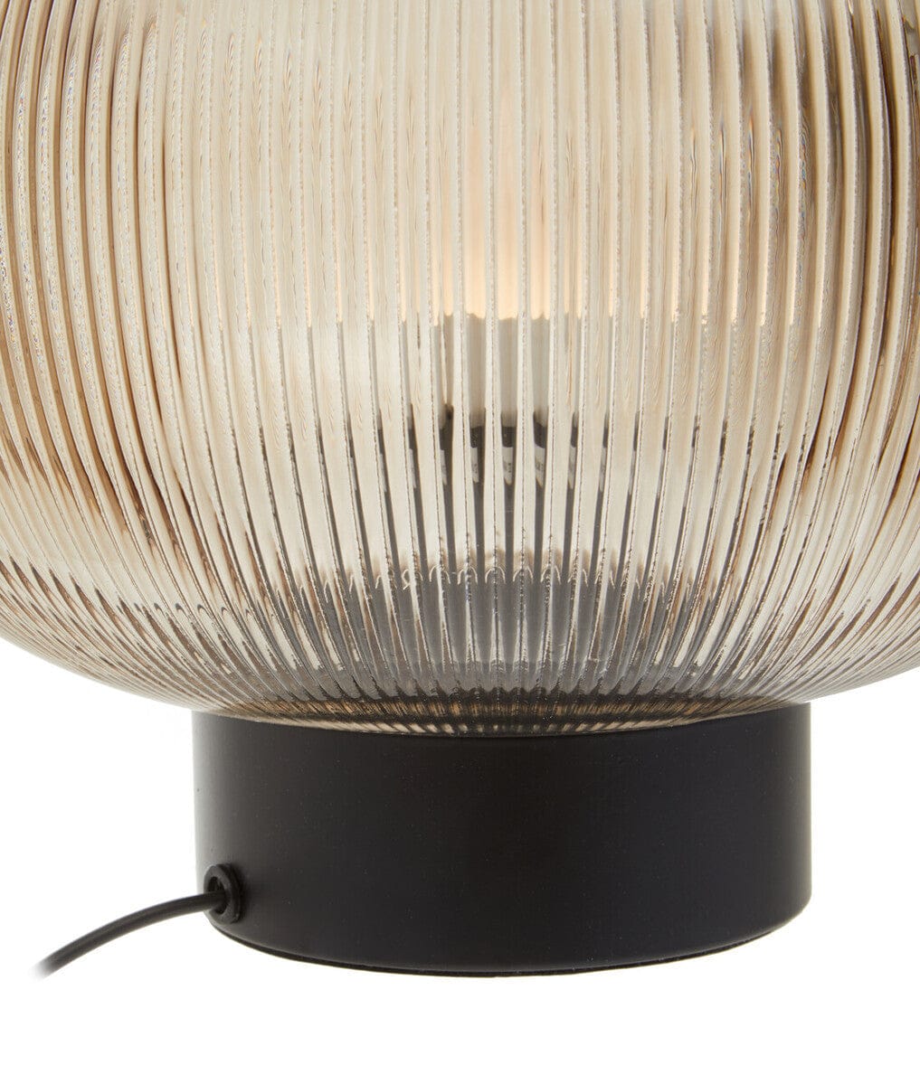 Hamilton Interiors Lighting Enola Large Ribbed Smoked Glass Table Lamp House of Isabella UK
