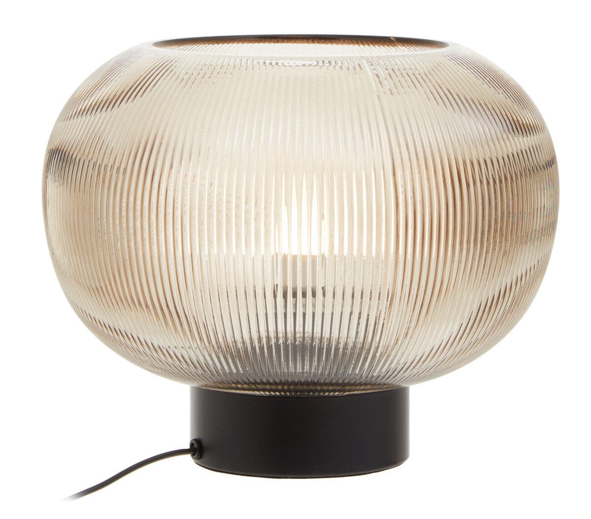 Hamilton Interiors Lighting Enola Large Ribbed Smoked Glass Table Lamp House of Isabella UK