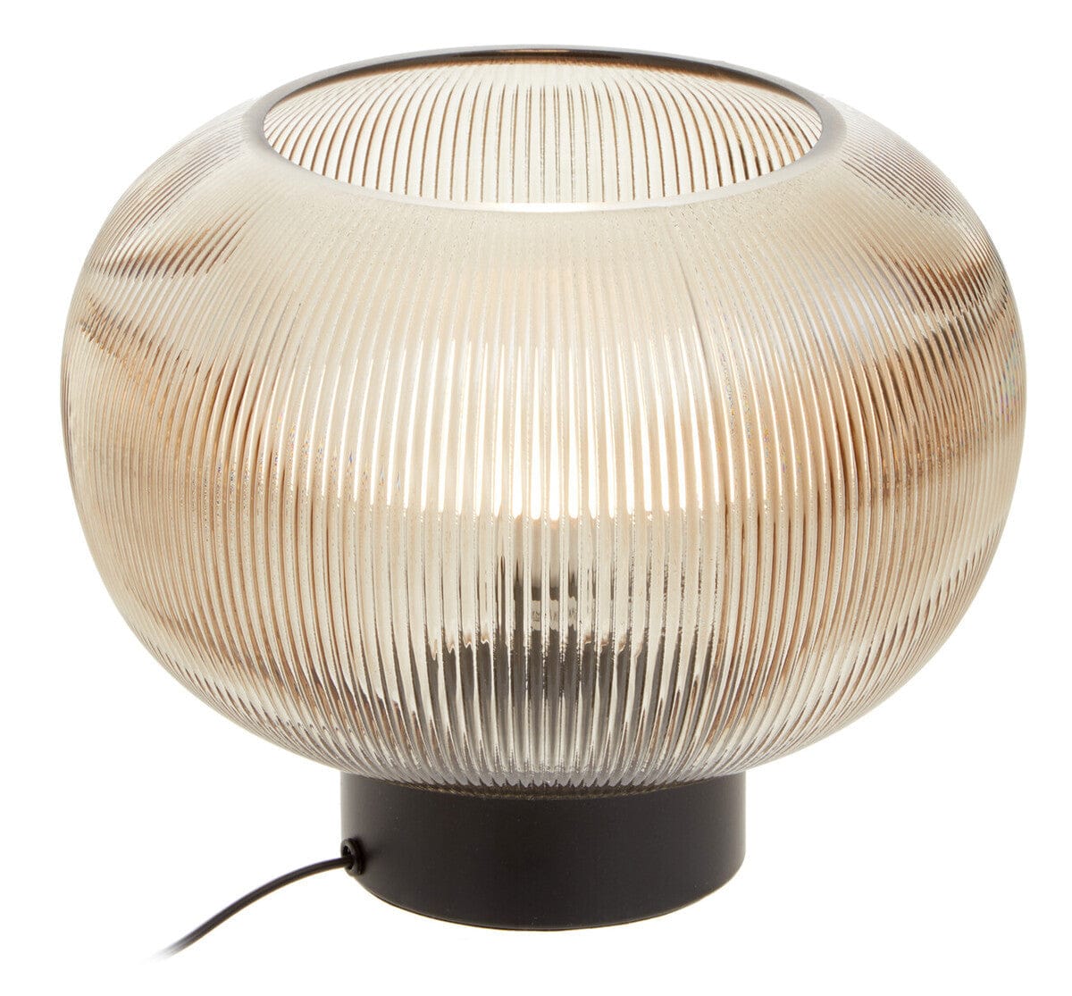 Hamilton Interiors Lighting Enola Large Ribbed Smoked Glass Table Lamp House of Isabella UK