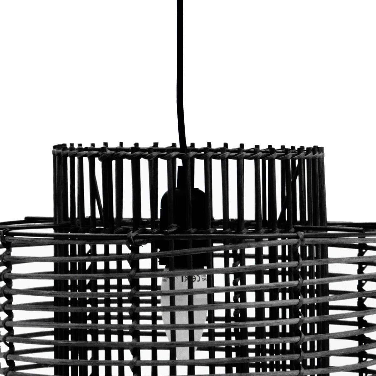 Hamilton Interiors Lighting Jaya Black Rattan Overlapping Pendant Light House of Isabella UK