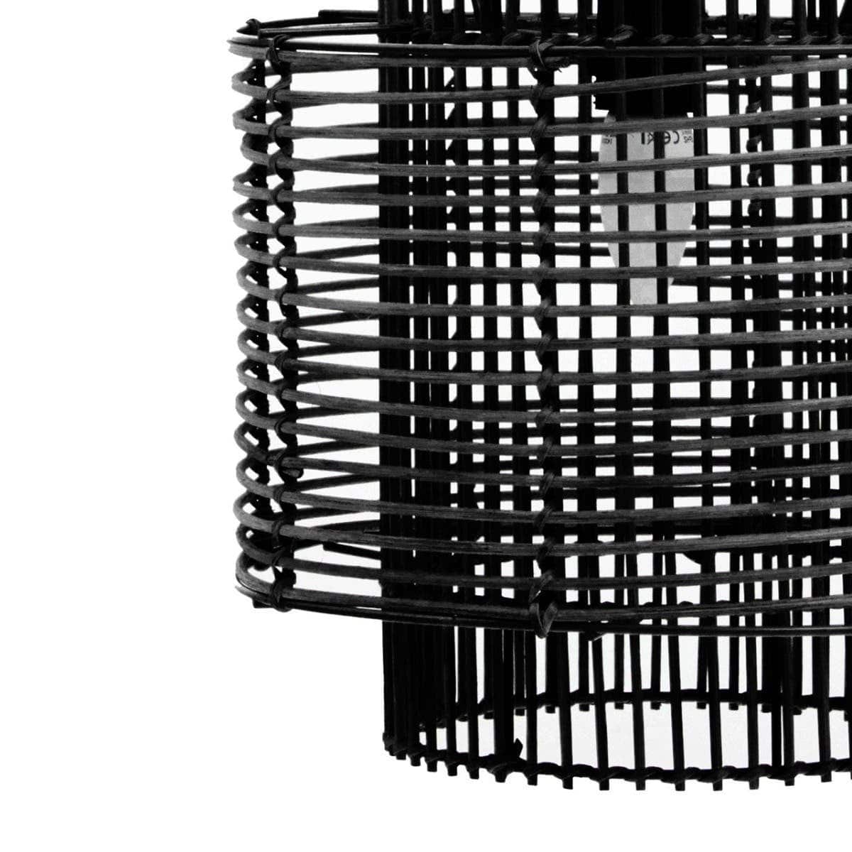 Hamilton Interiors Lighting Jaya Black Rattan Overlapping Pendant Light House of Isabella UK