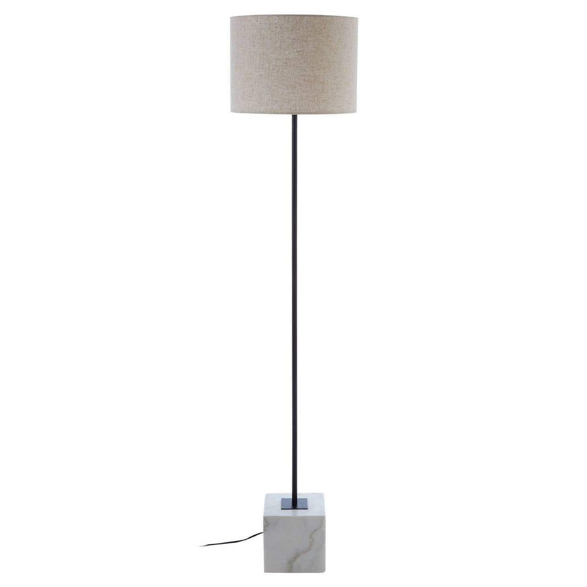 Hamilton Interiors Lighting Murdoch Natural Linen Shade With White Marble Base Floor Lamp House of Isabella UK